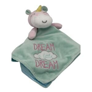 Baby Starters Unicorn Dream A Little Dream Teal Aqua Satin Pink Security Lovey